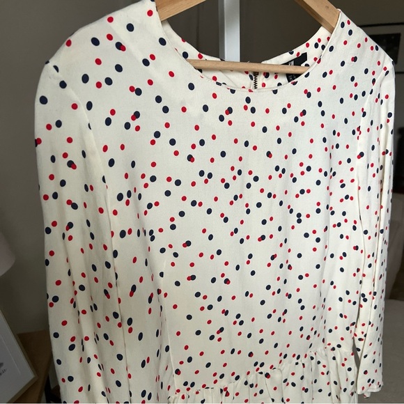H&M White W/Red, Blue Polka Dot Peplum Blouse Size 10 NWT $24.95 - Picture 3 of 11